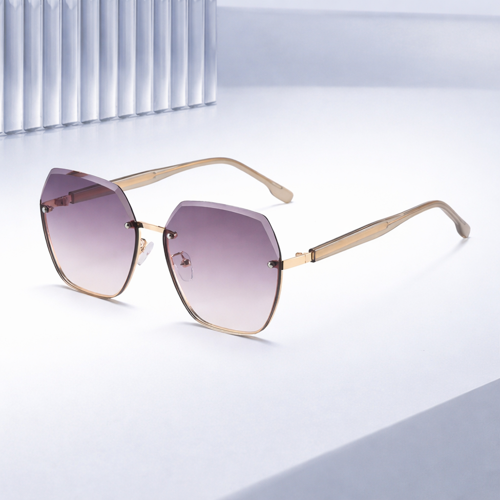 Polygonal gradient frameless sunglasses