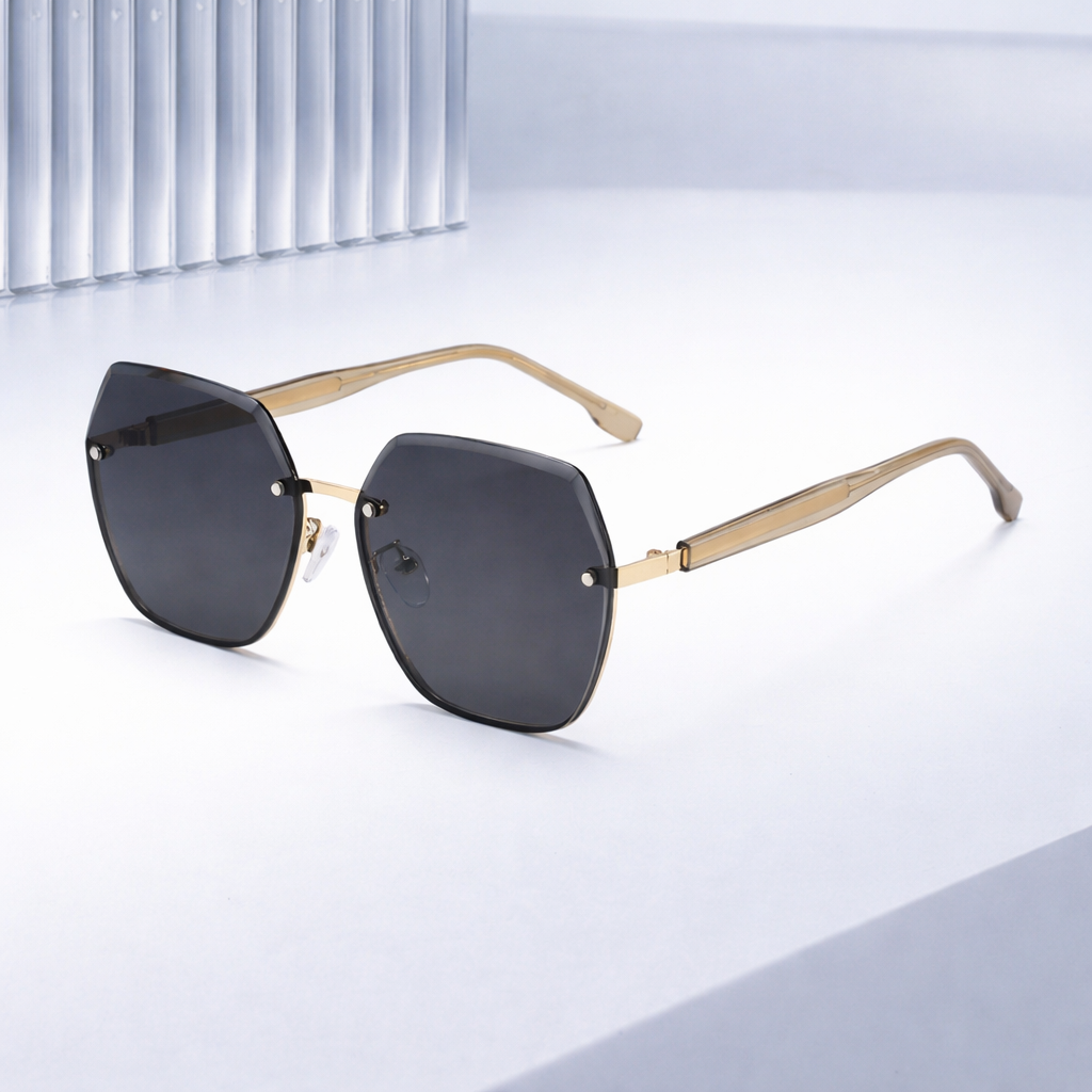 Polygonal gradient frameless sunglasses